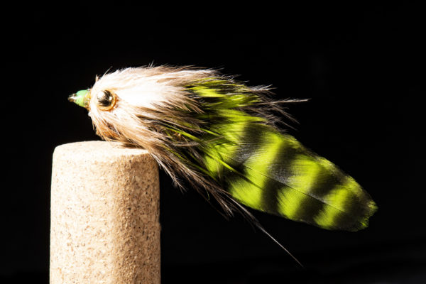 Grizzly Featherwing Matuka Streamer Tied by Phil Fischer (Whiting Farms Pro Team)Hook: Daiichi 1710, Size 6Thread: Danville 210 Denier